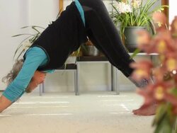 Senior Female doing Yoga in Bedroom Stock Footage