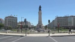 MarquÃªs de Pombal Square in Lisbon Stock Footage