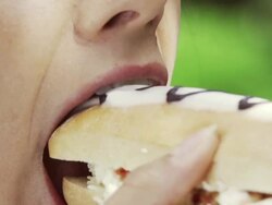 Eating cream cake Stock Footage