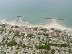 WS AERIAL View of Houses on beach at Carnon Plage / Languedoc Roussillon, France Stock Footage
