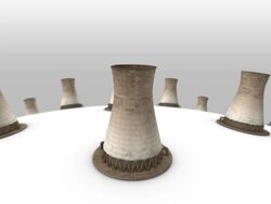 Circle around Nuclear Power Plant pulling out to reveal many Stock Footage