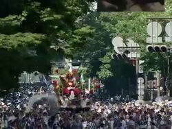 MS Shot of Hakata Gion Yamakasa festival / Fukuoka, Japan Stock Footage