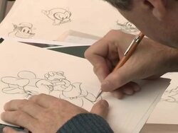 Disney open a Pop Up Gallery showcasing the history and future of Mickey Mouse & Oswald The Lucky Rabbit Stock Footage