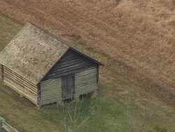 MS AERIAL Shot of Duke Homestead with field / North Carolina, United States Stock Footage