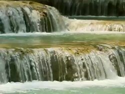 CU SLO MO Shot of Small waterfall / Kuang Si, Luang Prabang, Laos Stock Footage