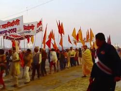 WS View of pilgrims in Kumbh Mela / Allahabad, Uttar Pradesh, India Stock Footage