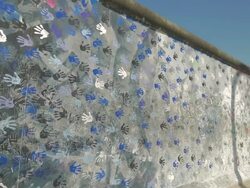 Berlin Wall, Grafitti, Murals, PAN Stock Footage