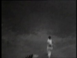 B/W high angle tilt up of Stan Musial hitting home run into crowd / 22nd Annual All Star Game / SOUND Stock Footage