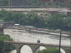 WS Shot of bridge over mississippi river  / Minneapolis, Minnesota, United States  Stock Footage