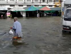 Thailand Flood GV Stock Footage