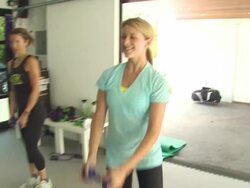 Lauren 'Lo' Bosworth (R) at the Muscle Milk Women's Fitness Retreat at Beverly Hills CA. (Footage by WireImage Video/GettyImages) Stock Footage