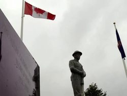 Statue of a soldier in a memorial of World War II Stock Footage