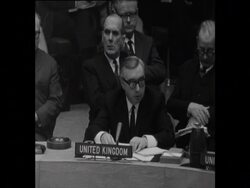 CAN 876 BRITISH DEPUTY PRIME MINISTER, GEORGE BROWN, DELIVERS STATEMENT AT THE UNITED NATIONS ON RHODESIA News Clip