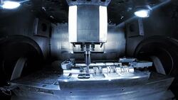 CU CNC Machine Polishing The Edges Stock Footage