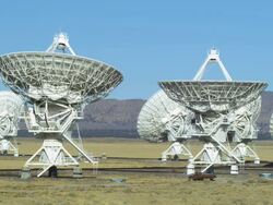 Very Large Array Radio Telescope turning, near Socorro, New Mexico, USA Stock Footage