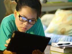 Tablet user learning Stock Footage