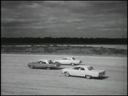 Montage: 1963 Chevy vs. others in braking test Stock Footage