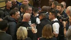 Donald Trump supporters heckle London Mayor Sadiq Khan during speech at Fabian Society News Clip