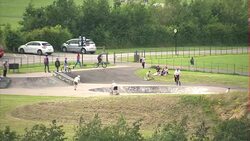 BMX bike riders at skate park News Clip