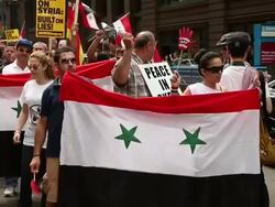 Protesters Demonstrate Against Intervention In Syria Stock Footage