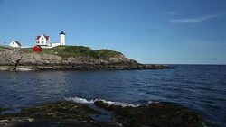 Maine Lighthouse Across Water Stock Footage