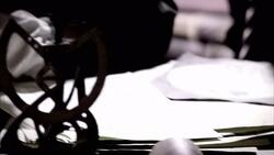 Nostradamus writes on a piece of parchment with a quill. Stock Footage