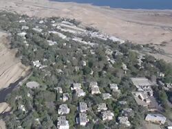 Aerial Kibbutz Ein Gedi and dead sea in the Judea Desert,, Israel, Ein Gedi, Judea Desert Stock Footage