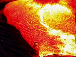 Volcanic lava Flowing at night Stock Footage