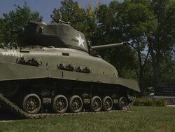 Dolly shot of an old Tank in Nemaha County. Stock Footage
