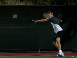 WS, Young man playing tennis, Santa Barbara, California, USA Stock Footage