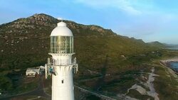 Keeping watch from the coast Stock Footage