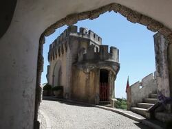 Sintra, Pena National Palace, view of the upper entrance Stock Footage