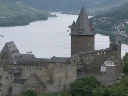 WS View of Stahleck Castle near Bacharach / Rhine-Valley,  Rhineland-Palatinate, Germany Stock Footage
