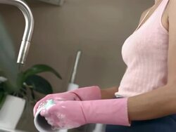 HD: Exhausted Woman Doing The Dishes Stock Footage