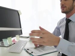 Shocked businessman looking at document Stock Footage