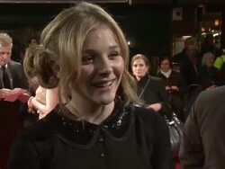 INTERVIEW: Chloe Grace Moretz on this role beeing different to her previous performances and acting in 3D film at the Royal Film Performance of 'Hugo' at London England. (Footage by WireImage Video/Getty Images Entertainment Video) Stock Footage