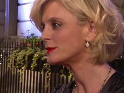 Emilia Fox speaking to reporter on red carpet News Clip