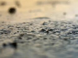 SLO MO of raindrops falling into a pool of water (4000 frames per second) Stock Footage