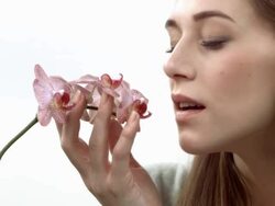 HD: Woman Allergic To Flowers Stock Footage