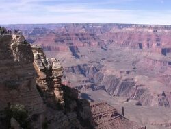 Grand Canyon lookout point from a distance Stock Footage