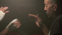 A boxer trains with his coach. Stock Footage