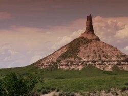 Panning Shot of Chimney Rock Stock Footage