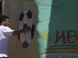 Morro Dos Prazeres Favela - Graffiti Artist Stock Footage