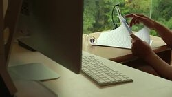 Businessman working at office desk Stock Footage