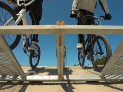 HD Super Slow-Mo: BMX Start Race Stock Footage