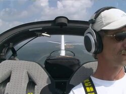  MS Man piloting sailplanes at airport / Konz-Koenen, Mosel-Valley, Rhineland-Palatinate, Germany Stock Footage