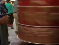 WS Man lighting fire for funeral pyre / Kathmandu, Central Region, Nepal Stock Footage