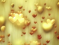 Heart-Shaped Ballons Flying (Yellow) - Loop Stock Footage