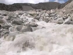 Waterfall created by the Khumbu glacier. Stock Footage