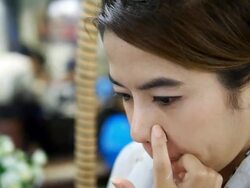 Applying cream to stop acne Stock Footage